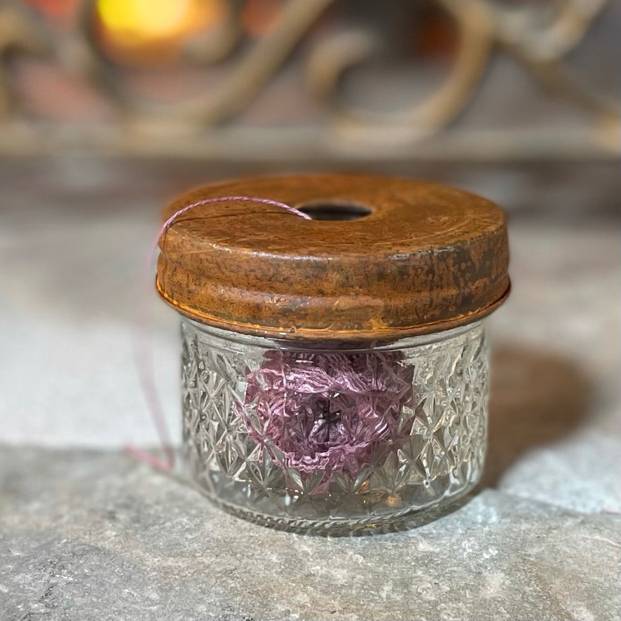 Primitive Mason Jar Thread Holder ~ Small