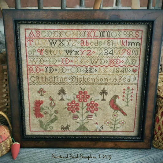 Scattered Seed Samplers ~Catharine Dickenson 1840 Reproduction Sampler Pattern