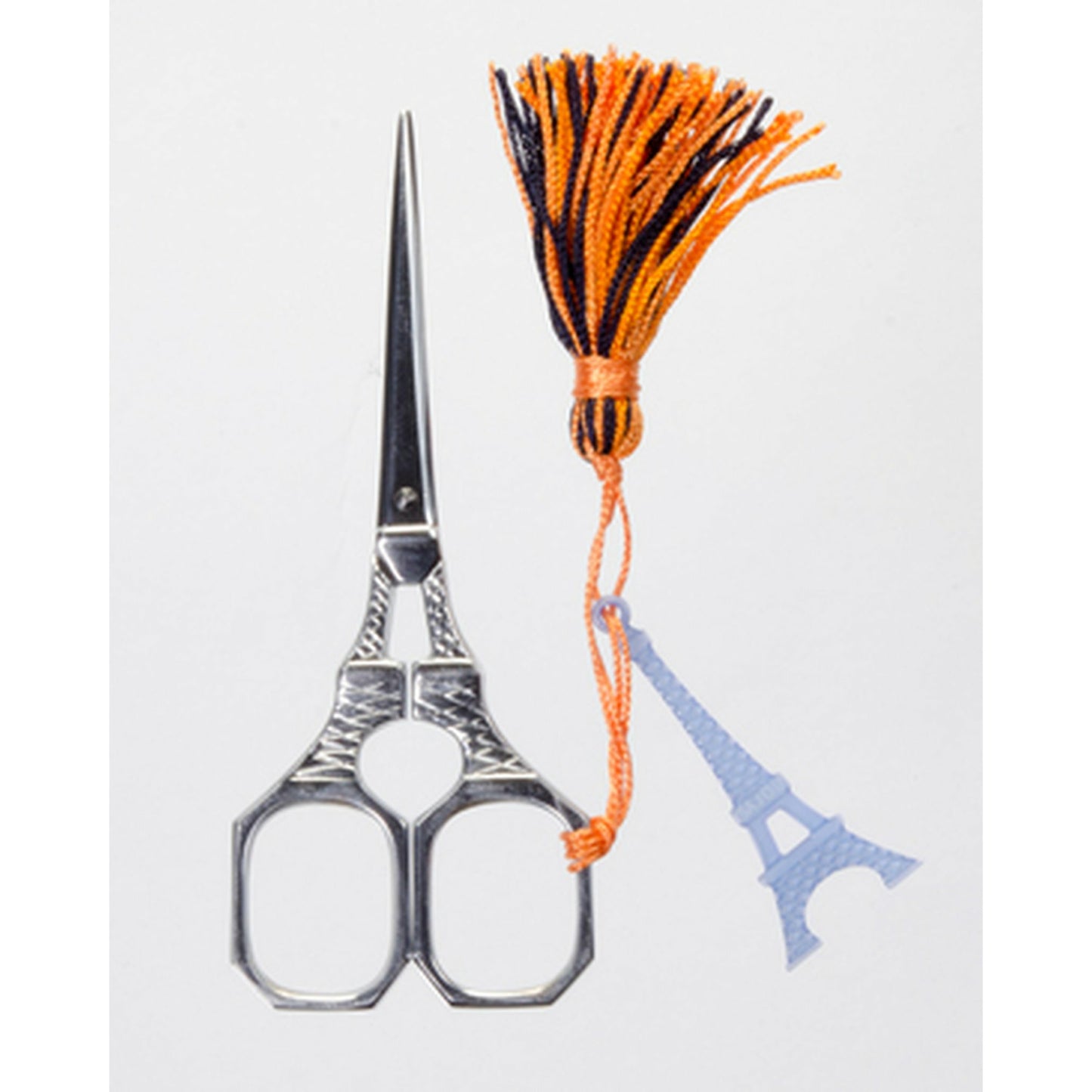 Sajou Eiffel Tower 4" Embroidery Scissors ~ Chrome Blue Tassel