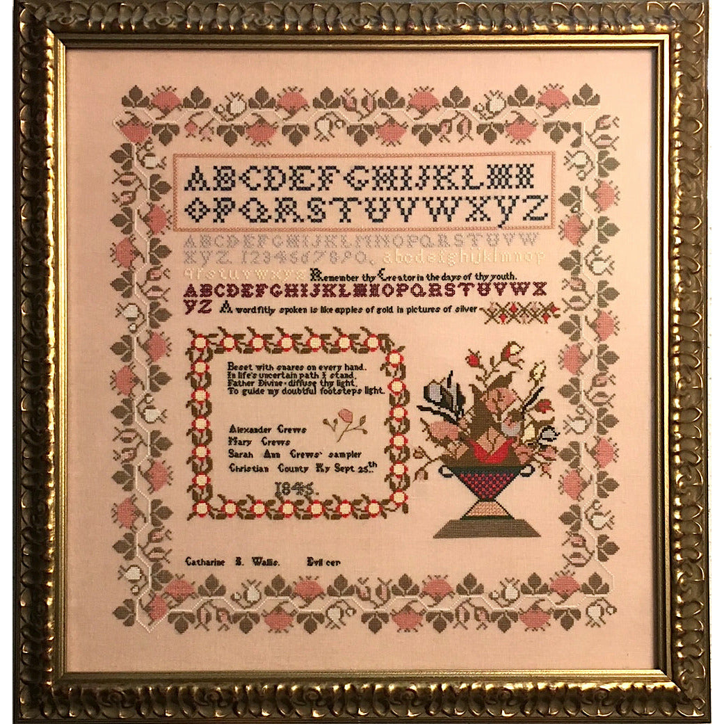 Olde Willow Stitchery ~ Sarah Anne Crews Reproduction Sampler Pattern