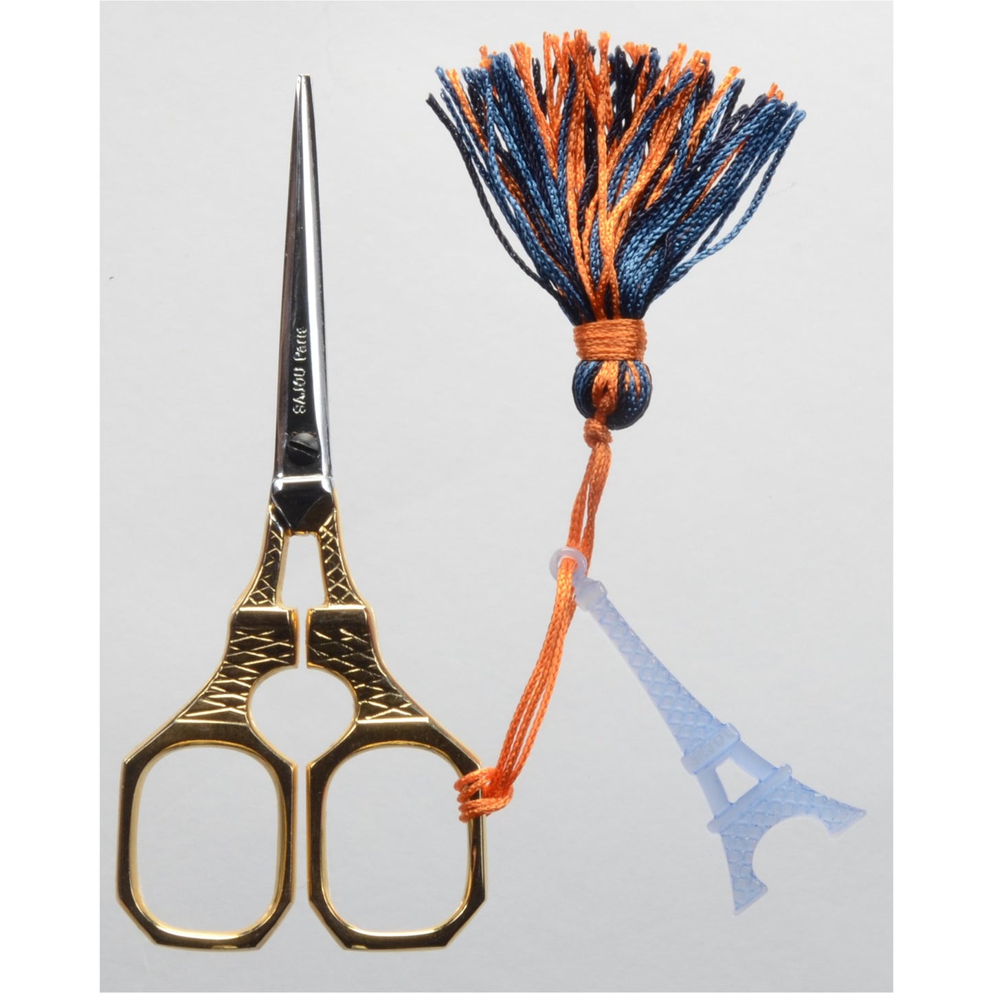 Sajou Eiffel Tower 4" Embroidery Scissors ~ Gilded with Blue Tassel