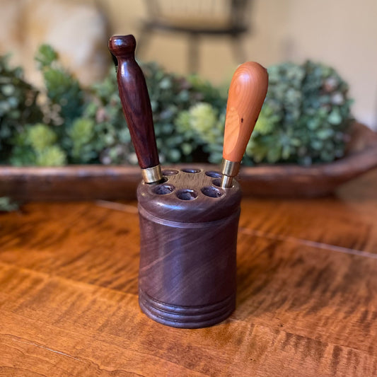 Hand-Turned Natural Wood Tool Holder