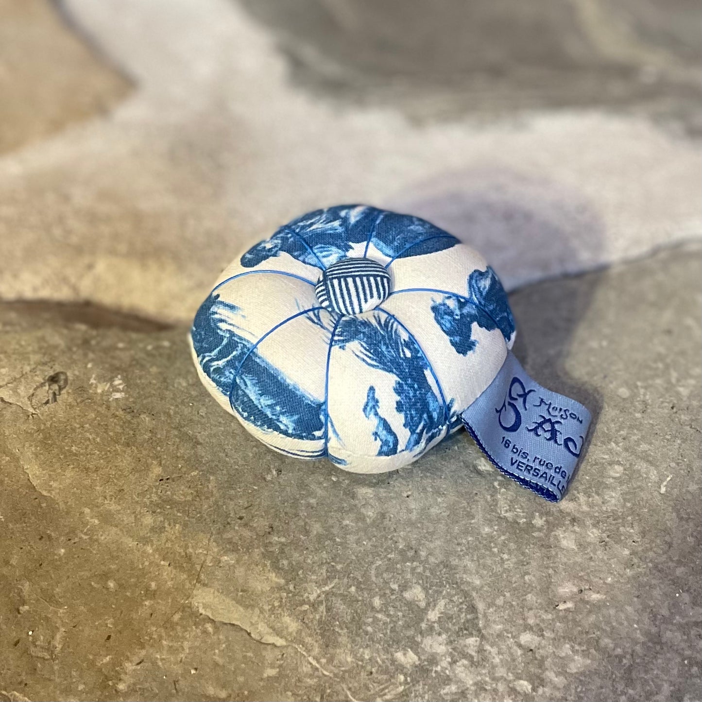 Sajou Fabric Pincushion ~ Blue Toile