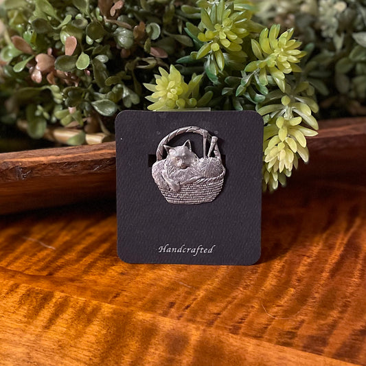 The Rams Horn Cat in Knitting Basket