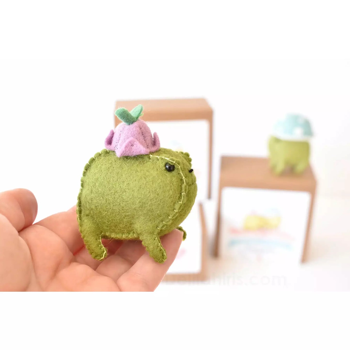 DelilahIris Designs ~ Felt Frog Sewing Kit ~ Mushroom and Flower Bud
