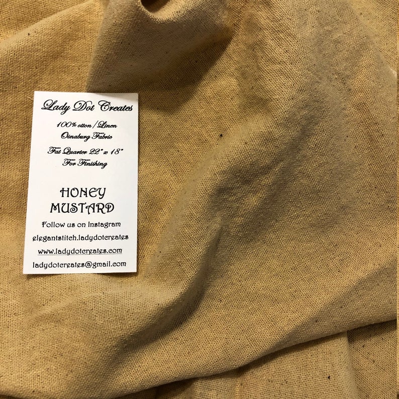 Lady Dot Hand-Dyed Osnaburg ~ Honey Mustard