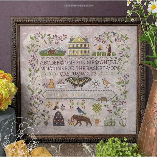 The Blue Flower ~ Huckleberry Farm Sampler Pattern