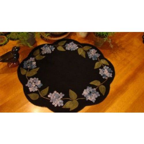 Primitive Gatherings ~ Blue Hydrangea Table Mat Wool Applique Kit