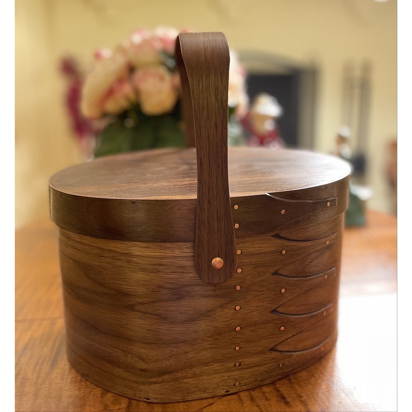 Suffolk Shaker Shop Shaker Oval #6 Sewing Box in Walnut