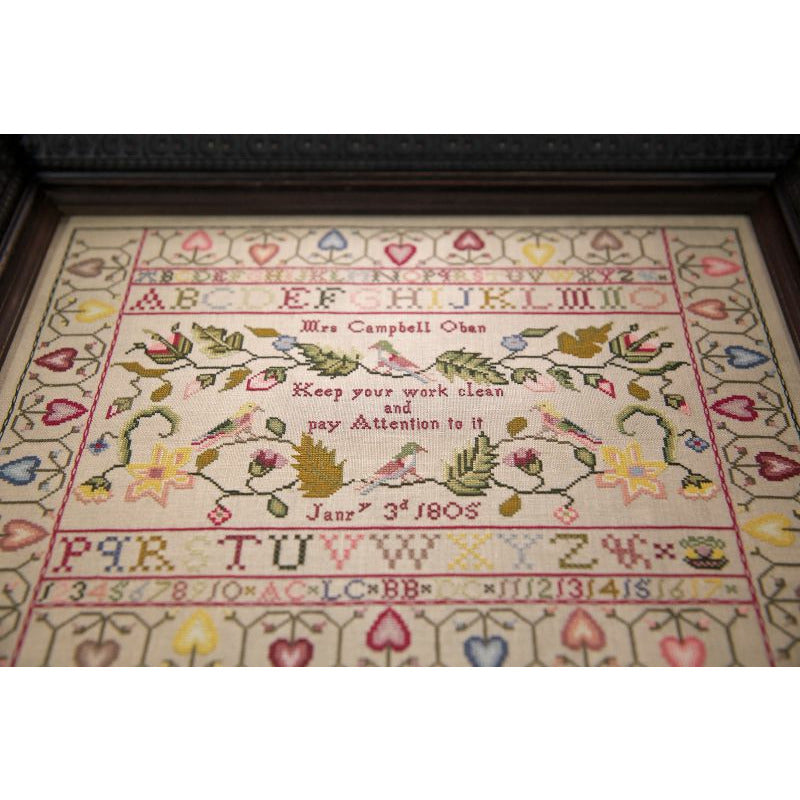Hands Across The Sea Samplers | Mrs Campbell 1805 Sampler Pattern