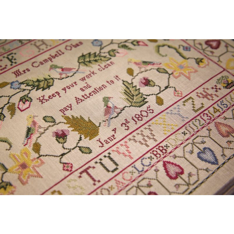 Hands Across The Sea Samplers | Mrs Campbell 1805 Sampler Pattern