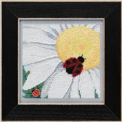 Buttons & Beads ~ Ladybug on Daisy Cross Stitch Kit