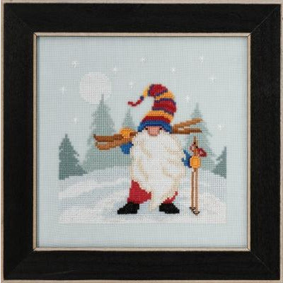 Skiing Gnome Cross Stitch Kit