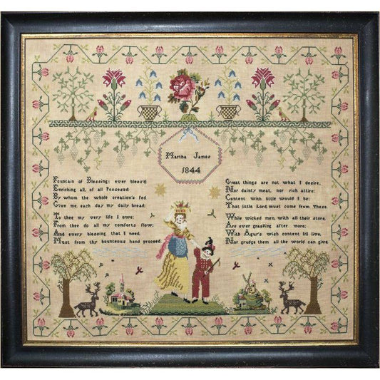 Hands Across The Sea ~ Martha James 1844 Reproduction Sampler Pattern