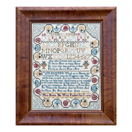Hands Across The Sea ~ Mary Brown 1765 Reproduction Sampler Pattern