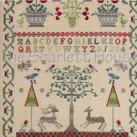 The Scarlett House ~ Mary Betchell 1810 Reproduction Sampler Cross Stitch Pattern