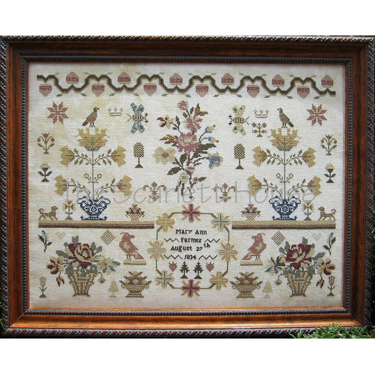 The Scarlett House ~ Mary Ann Farmer 1834 Reproduction Sampler Pattern