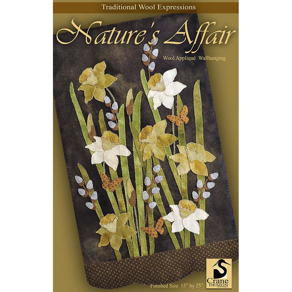 Crane Design ~ Nature's Affair Wool Applique Pattern