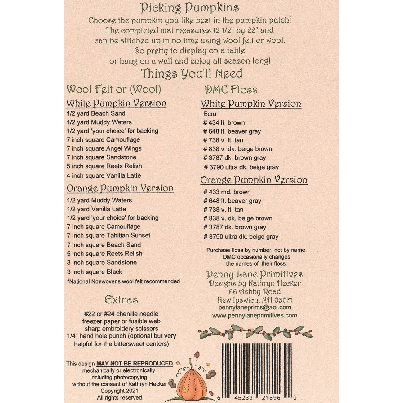 Penny Lane Primitives ~ Picking Pumpkins Pattern