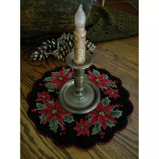 Two Old Crows ~ Poinsettia Candle Mat Punch Needle Pattern