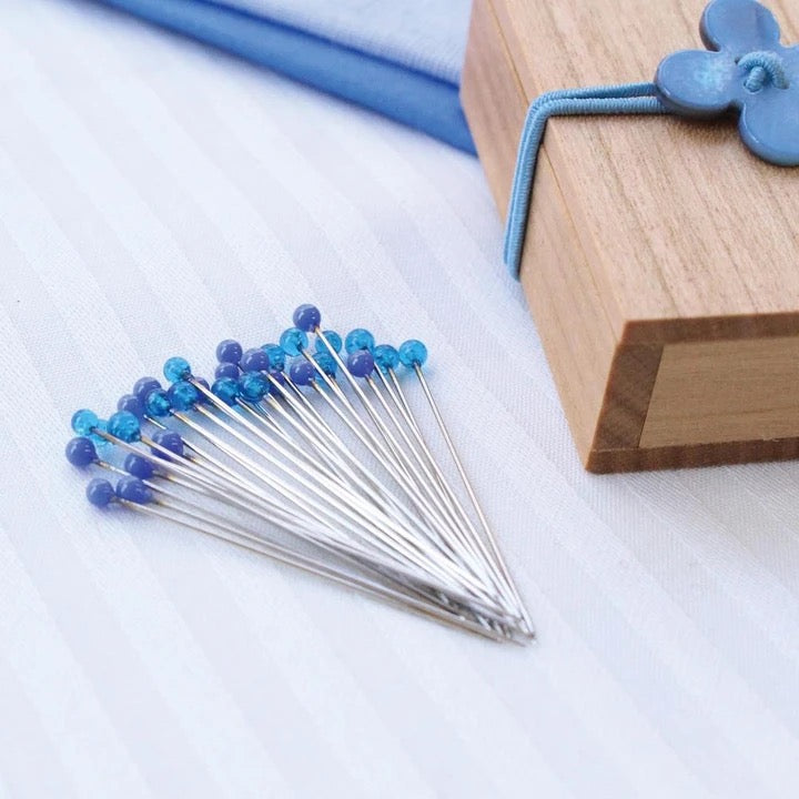 Coahana Glass Sewing Pins in a Cherry Wood Box