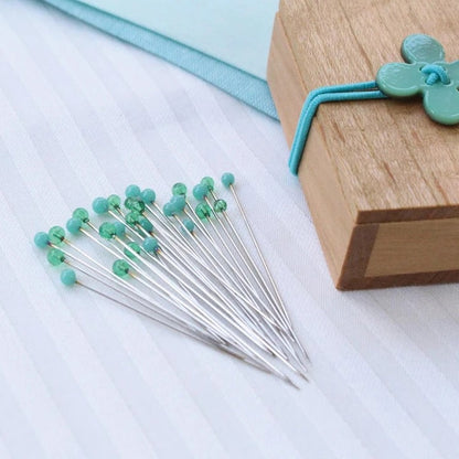 Coahana Glass Sewing Pins in a Cherry Wood Box