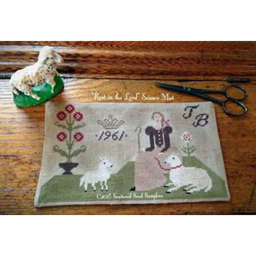 Scattered Seed Samplers ~Rest in the Lord Scissor Mat Pattern