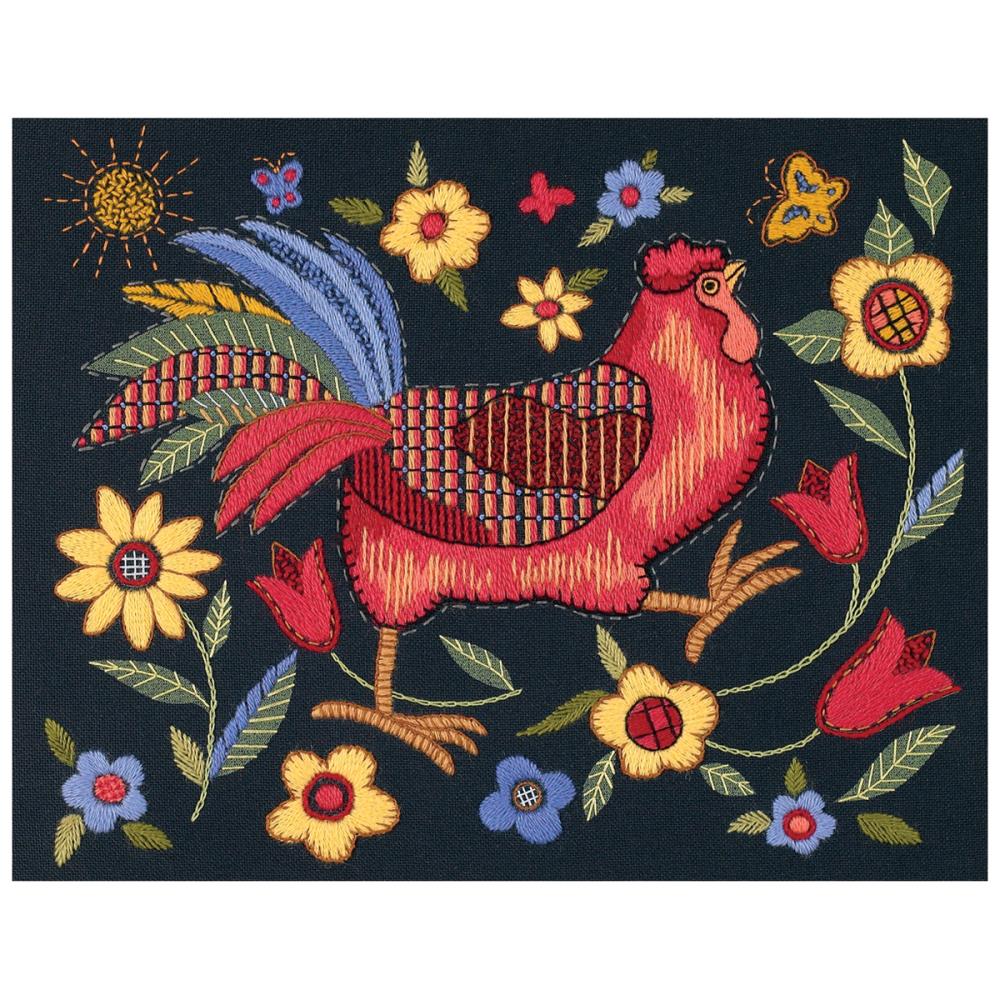 Dimensions ~ Rooster on Black Crewel Embroidery Kit