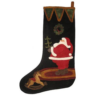 Lily Anna Stitches ~ Santa Stocking Wool Applique Pattern