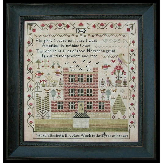 The Scarlett House ~ Sarah Elizabeth Brooke 1842 Reproduction Sampler Pattern