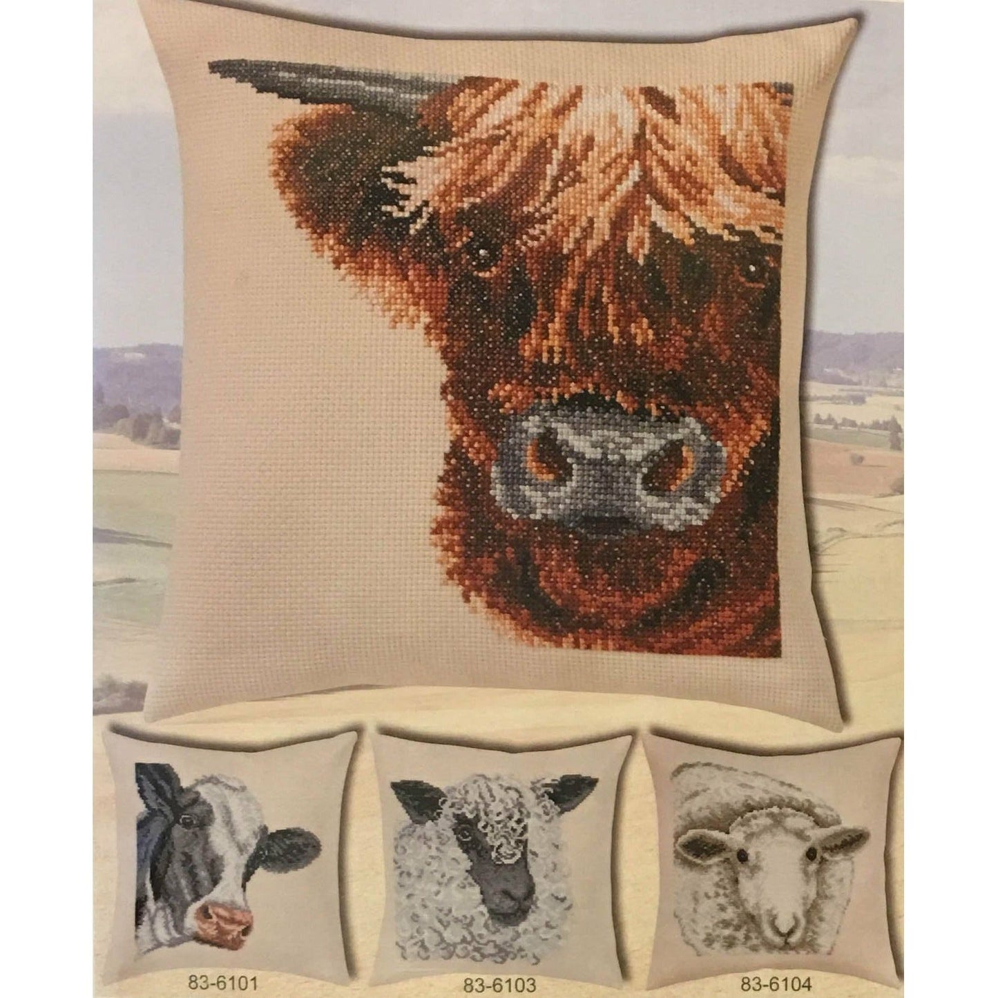 Permin ~ Scottish Cow Pillow Cross Stitch Kit