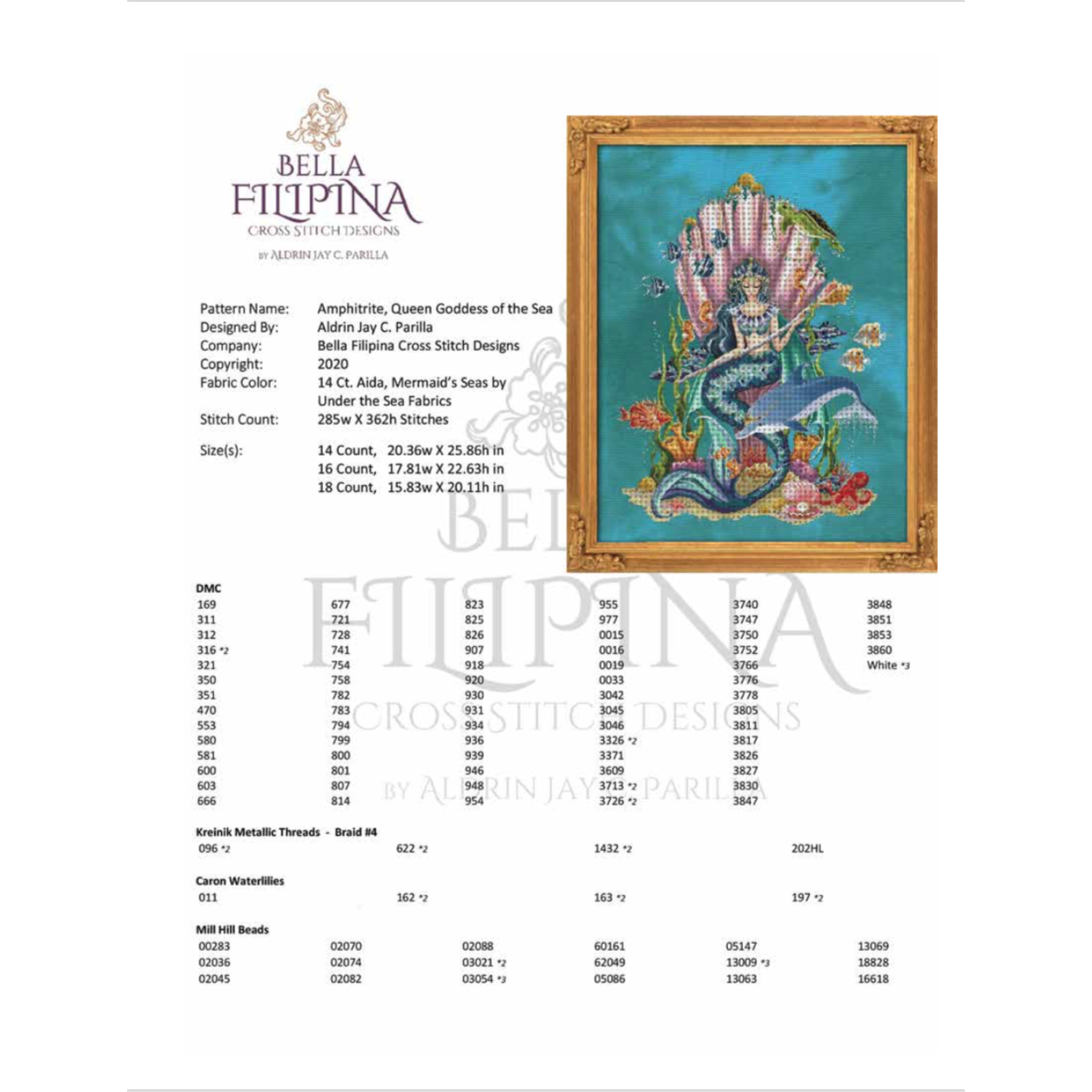 Bella Filipina Amphitrite, Queen Goddess of the Sea Pattern – Hobby House  Needleworks