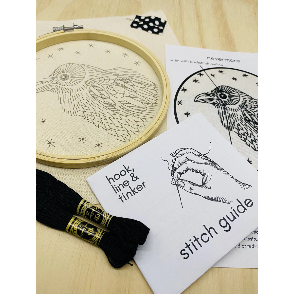 Hook, Line & Tinker | Raven Nevermore Embroidery Kit