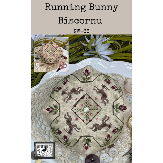 Annie Beez Folk Art ~ Running Bunny Biscornu Pattern