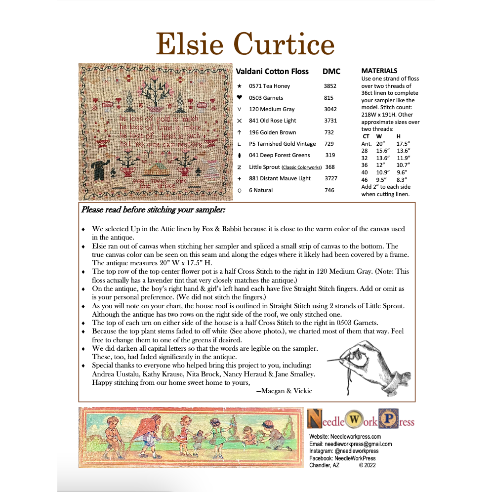 NeedleWorkPress ~ Elsie Curtice Sampler Pattern