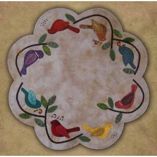 Primitive Gatherings ~ Songbirds Table Mat Wool Applique Kit