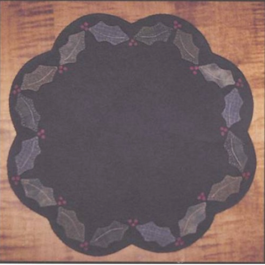 Primitive Gatherings ~ Holly & Berries Table Mat Wool Applique Kit