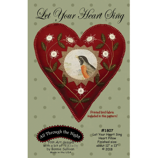 All Through the Night ~ Let Your Heart Sing Wool Applique Pattern