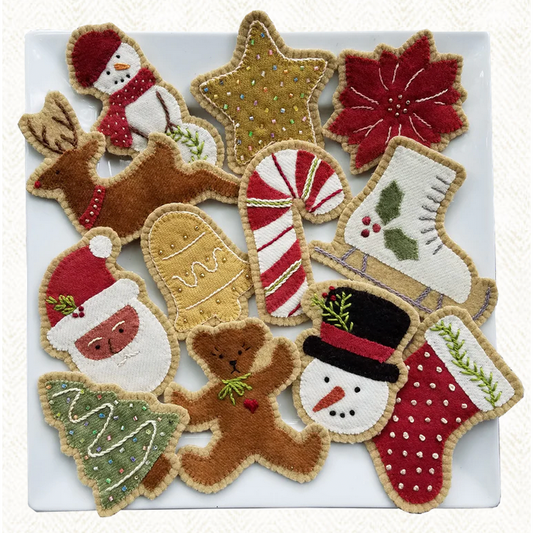 All Through the Night ~ Sugar Cookie Ornaments Wool Applique Pattern