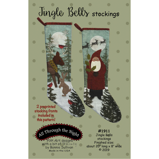 All Through the Night ~ Jingle Bells Stockings Wool Applique Pattern