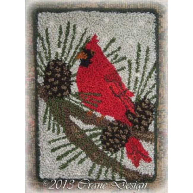 Crane Design ~ Cardinal in the Pines Punch Needle Pattern