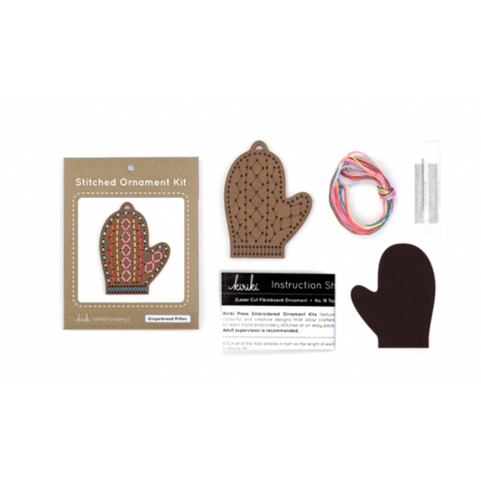 Kiriki Press ~ Gingerbread Mitten Stitched Ornament Kit