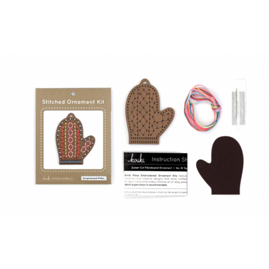 Kiriki Press | Gingerbread Mitten Stitched Ornament Kit