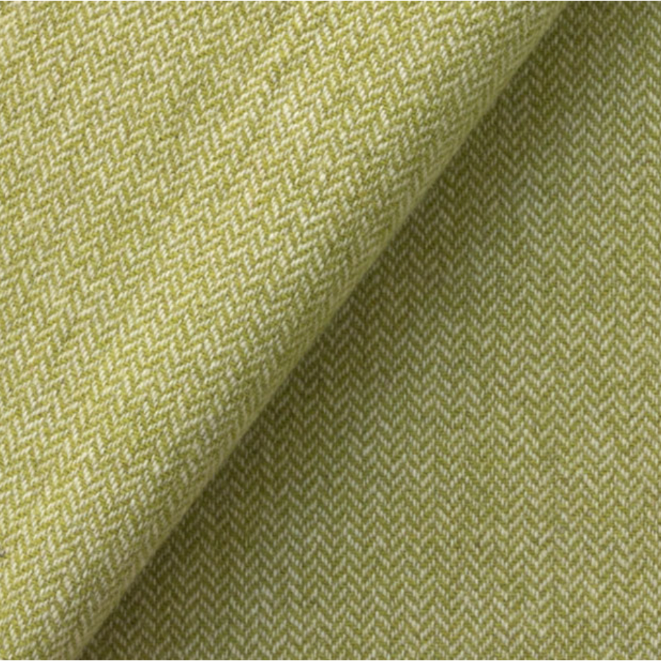 Dorr Mill ~ #6419 Lime & Natural Skinny Herringbone Wool Fabric