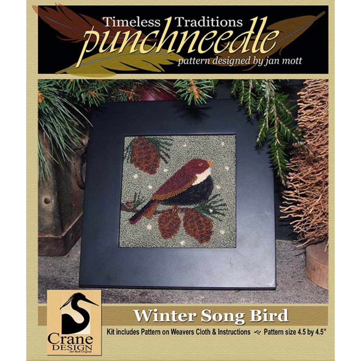 Crane Design ~ Winter Song Bird Punch Needle Pattern