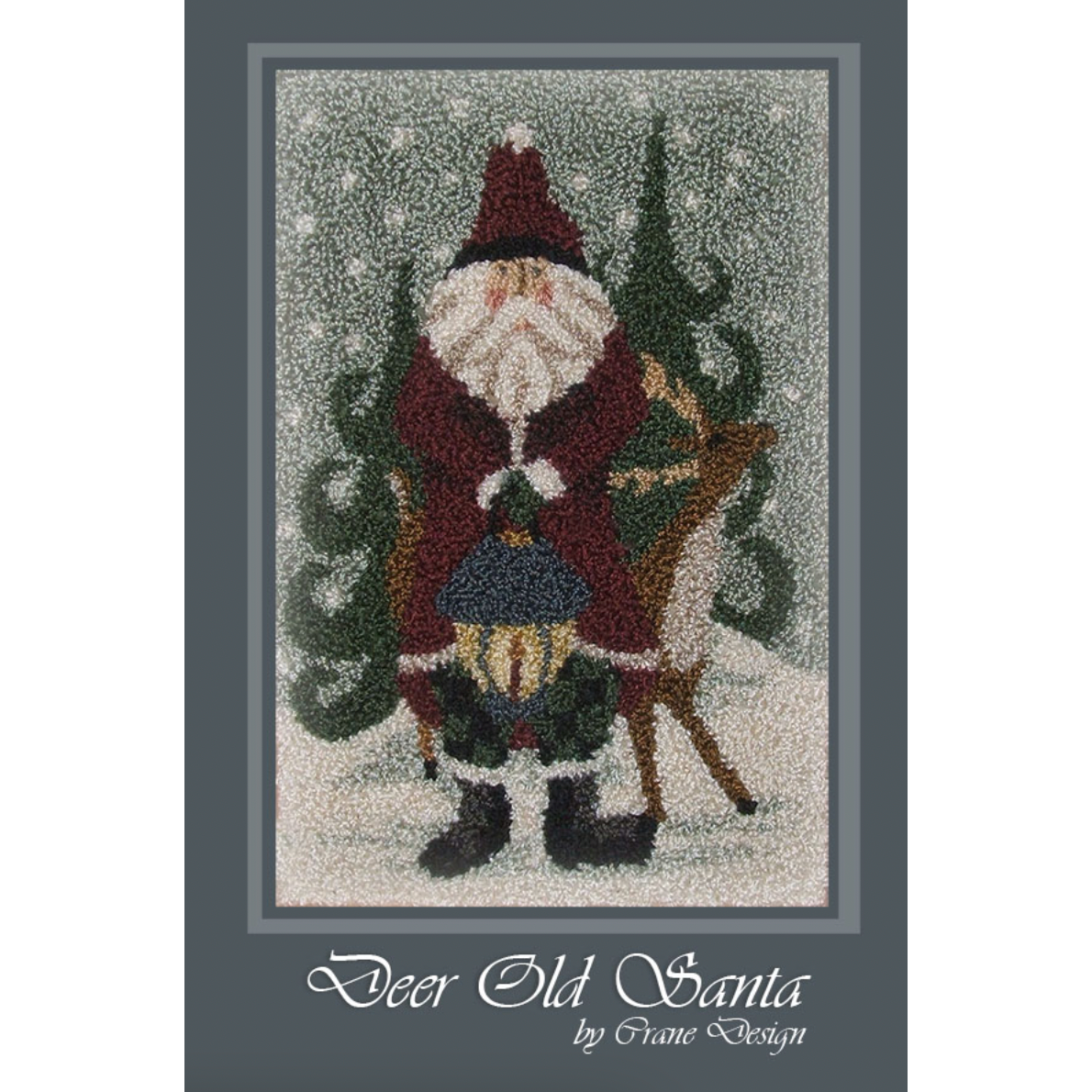 Crane Design ~ Deer Old Santa Punch Needle Pattern