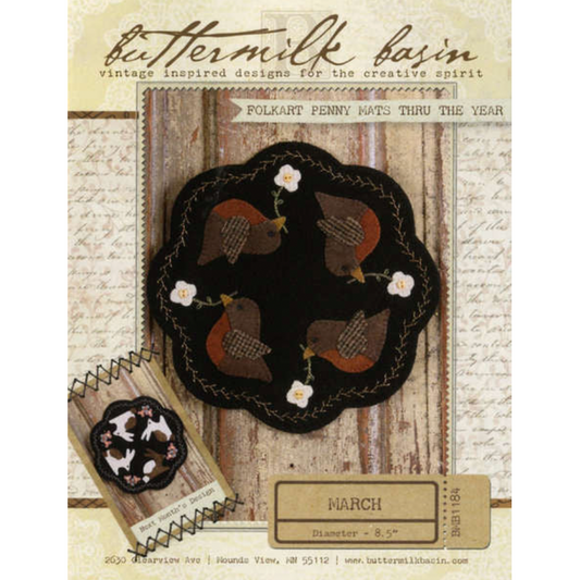 Buttermilk Basin ~ Folkart Penny Mats - March Applique Pattern