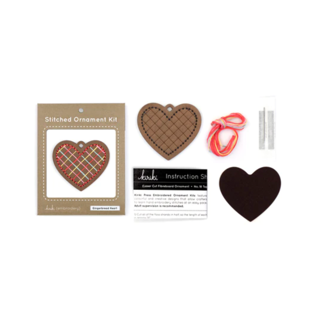 Kiriki Press ~ Gingerbread Heart Stitched Ornament Kit