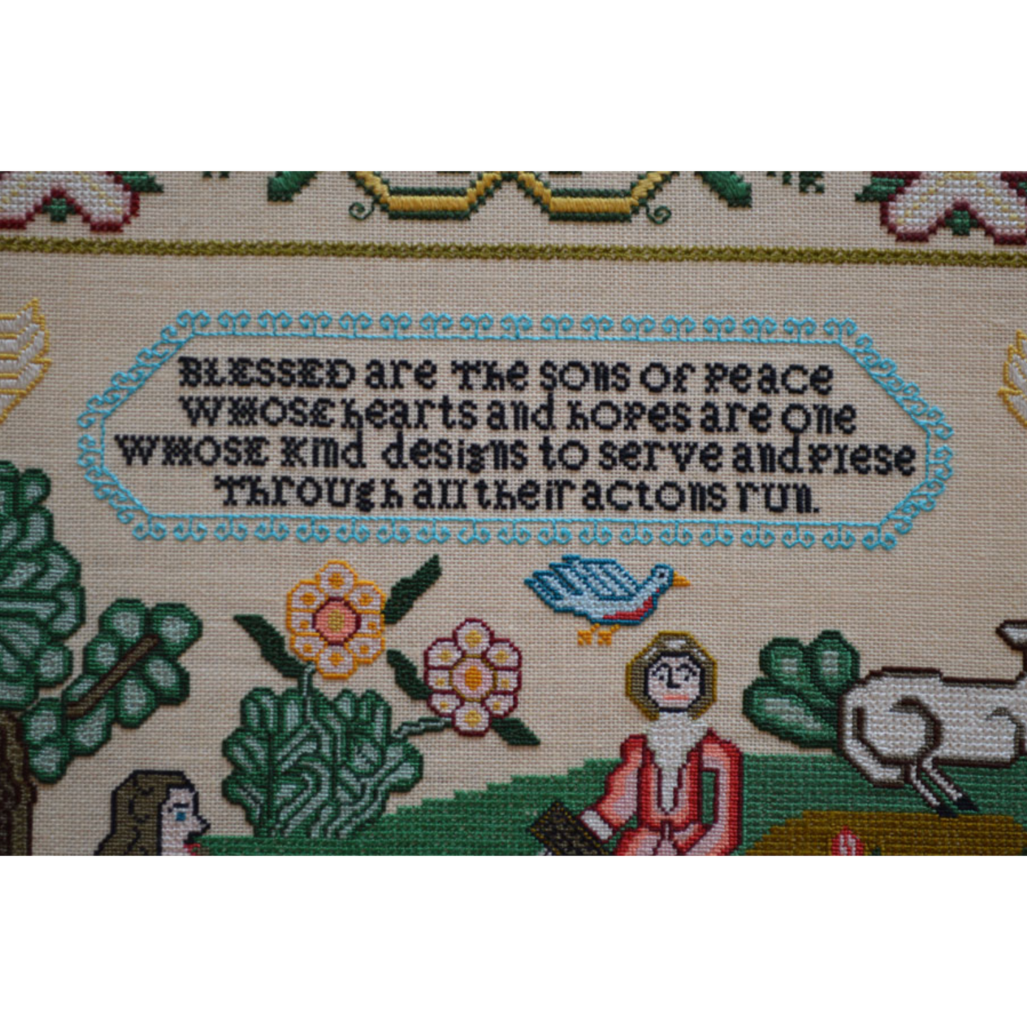 The Scarlet Letter ~ Blessed are the Sons of Peace Reproduction Sampler Pattern