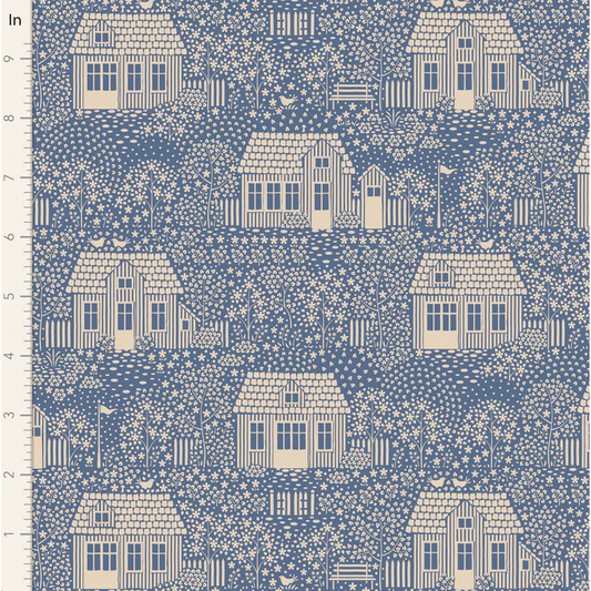 Tilda Fabrics ~ Hometown My Neighborhood Blender Blue TIL110058